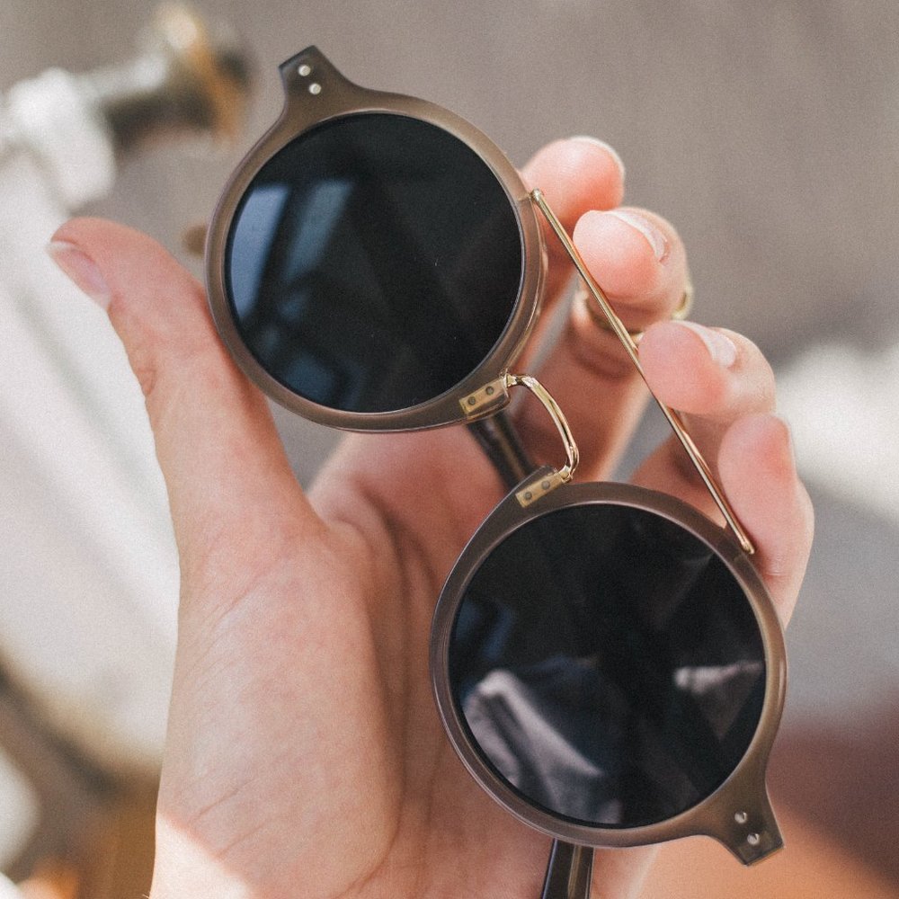 Celine Brown and Gold Round Sunglasses